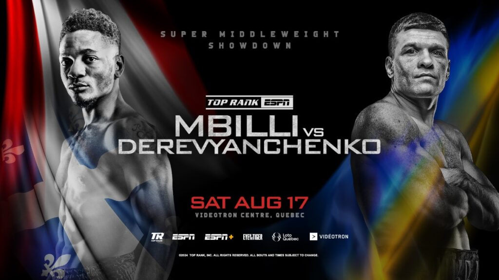 Mbilli Faces First True Test Against Derevyanchenko on August 17th on ESPN