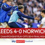 Leeds reach Championship play-off final after thrashing Norwich