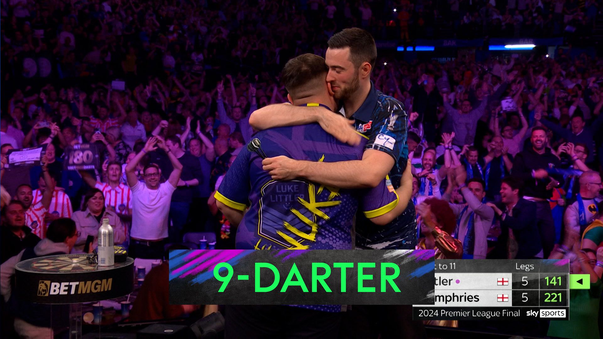 ‘YES, YOU BEAUTY!’ | Littler hits NINE-DARTER in Premier League Final!