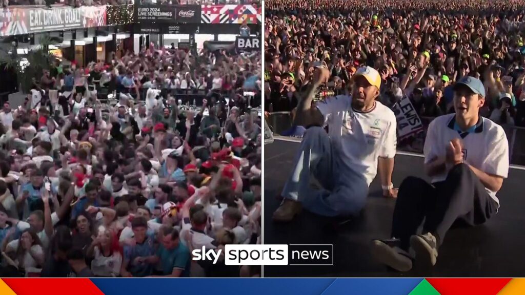 Hamilton, Russell and fans celebrate England’s win on penalties!