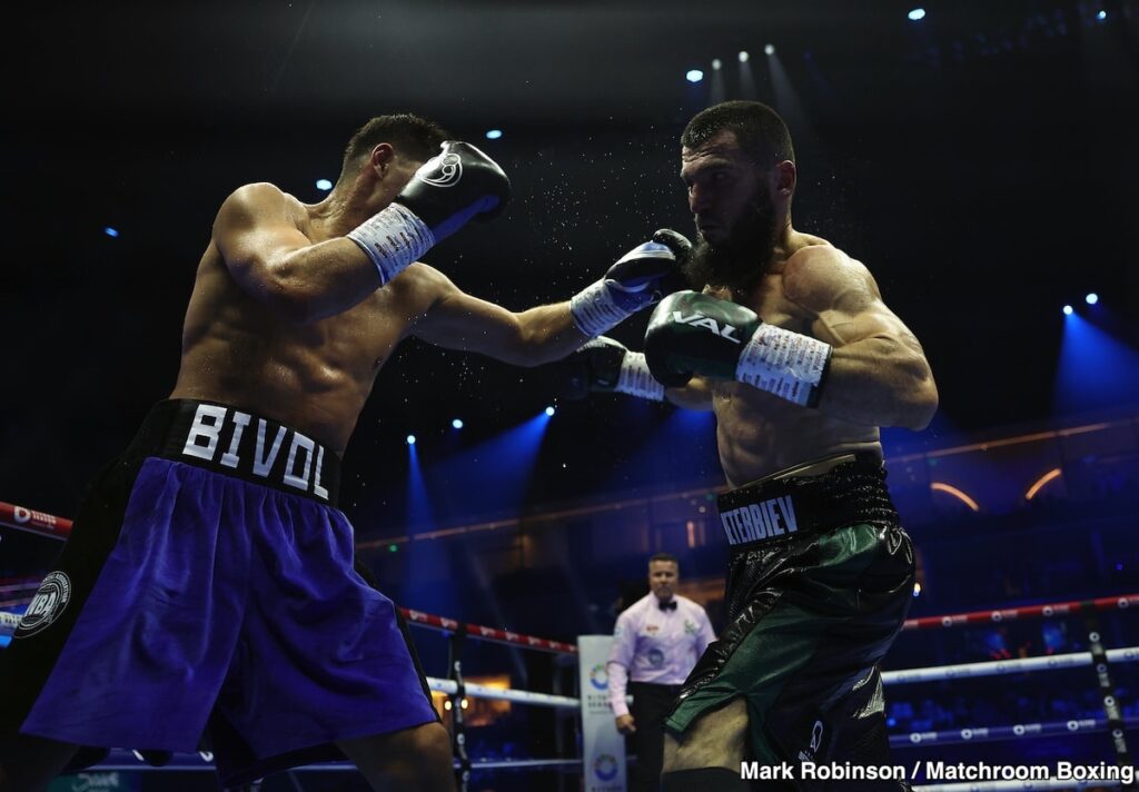 Beterbiev Standing With Turki Alalshikh and Bivol, Showing An Excellent Painting