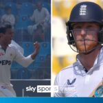 ‘His bat went flying!’ Bizarre moment Stokes loses bat and wicket!