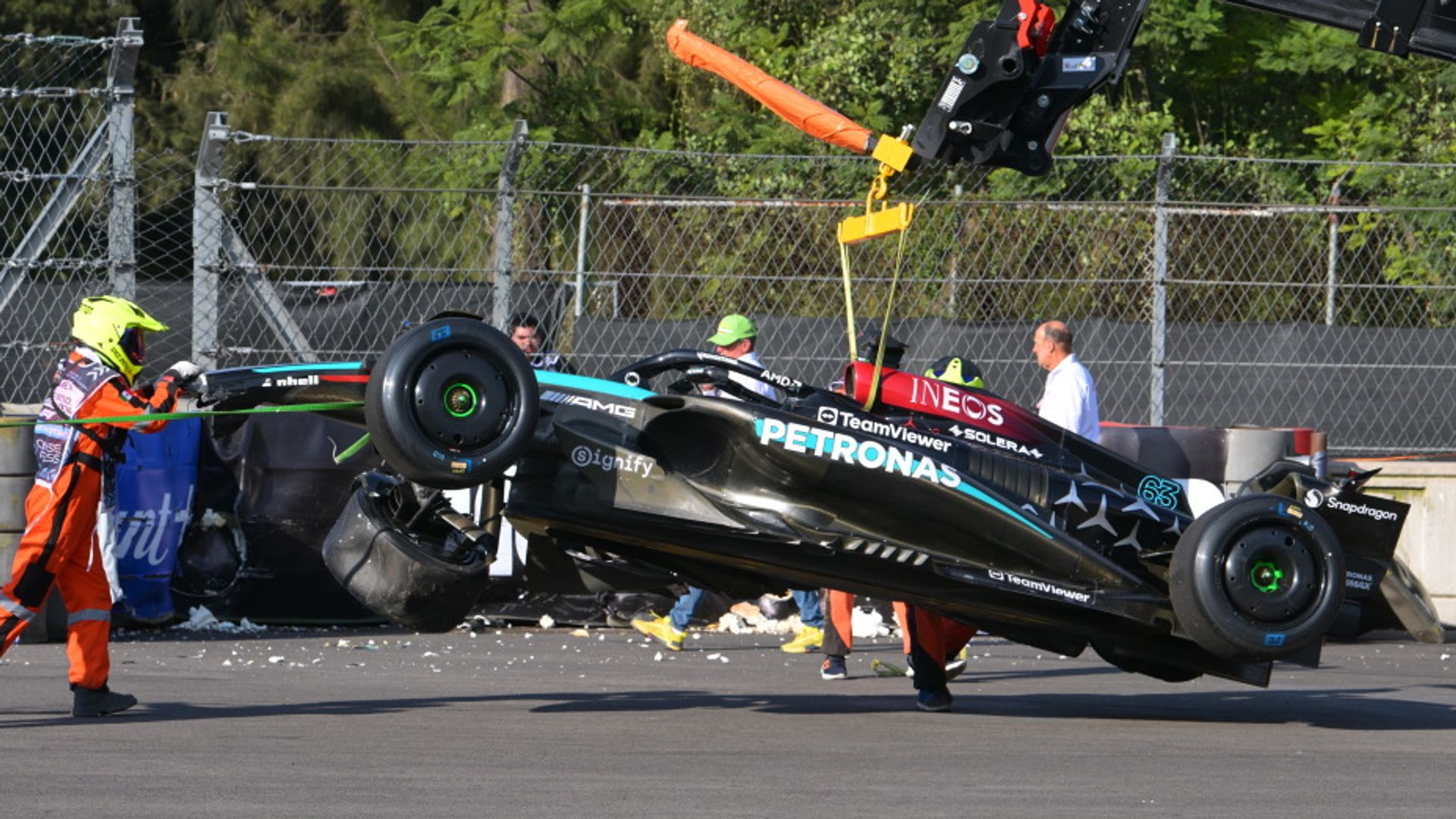 Verstappen engine woes continue in Mexico as Russell suffers heavy crash