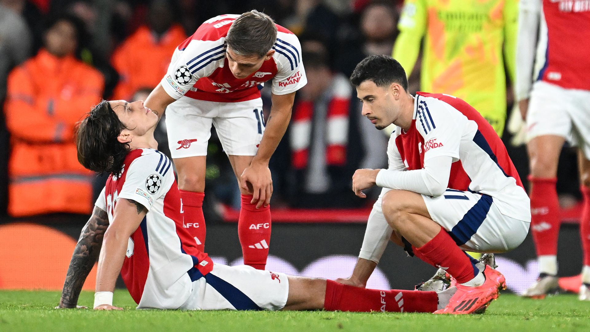 Calafiori injured ahead of Liverpool clash as Arsenal beat Shakhtar