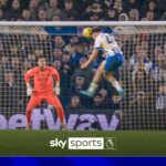 Ederson blocks Hinshelwood’s close header!