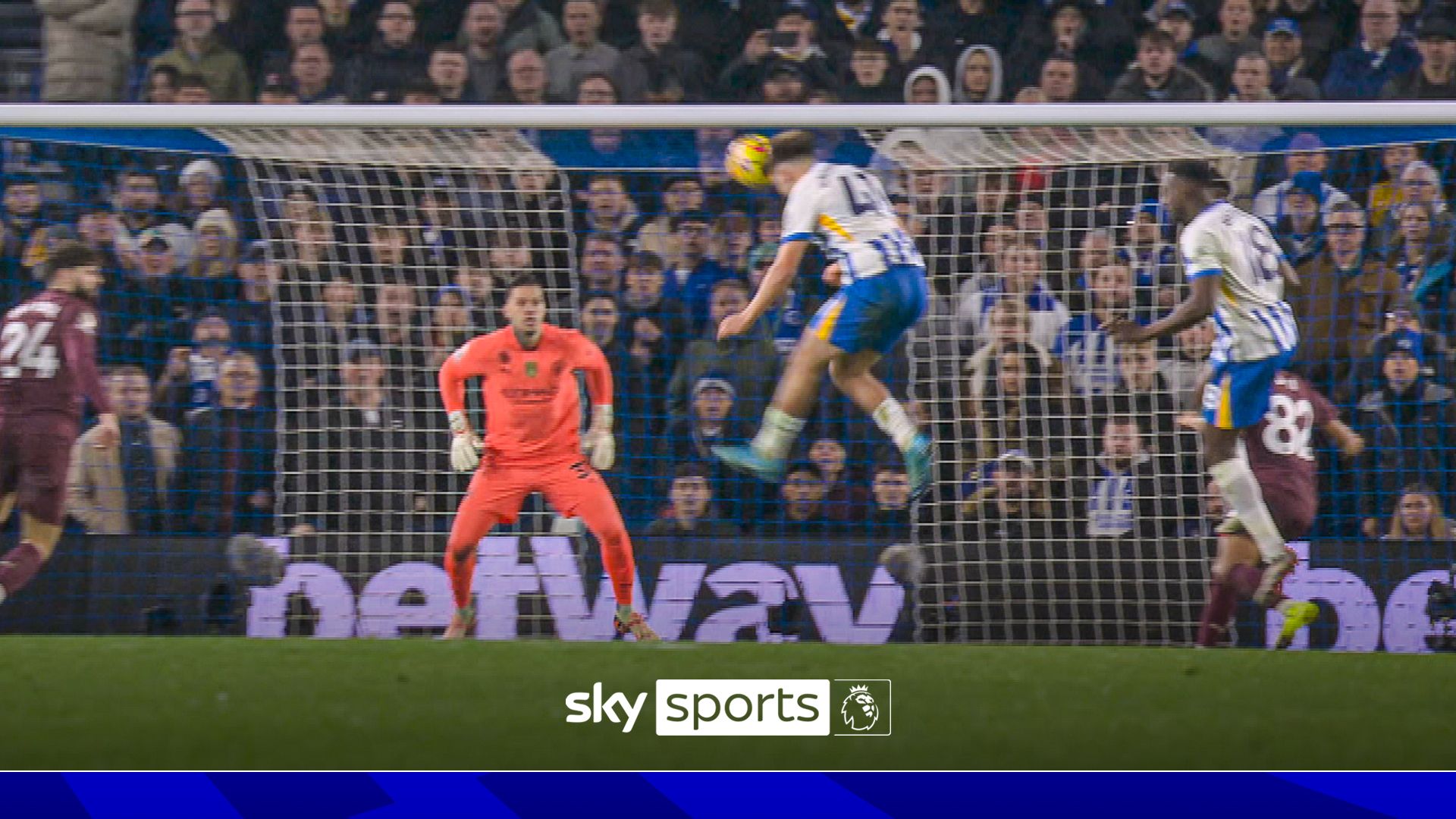 Ederson blocks Hinshelwood’s close header!