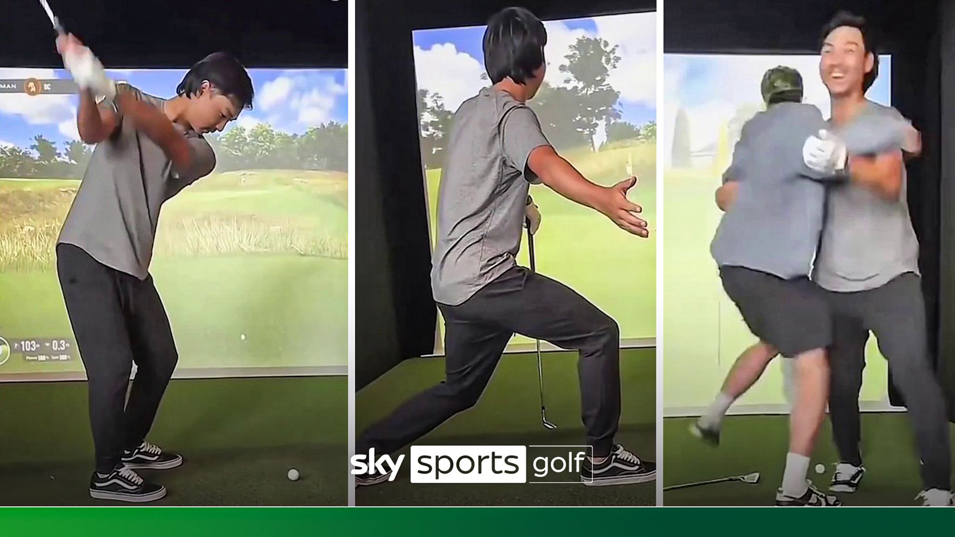 Min Woo Lee’s hole-in-one on simulator sparks wild celebrations during rain delay!