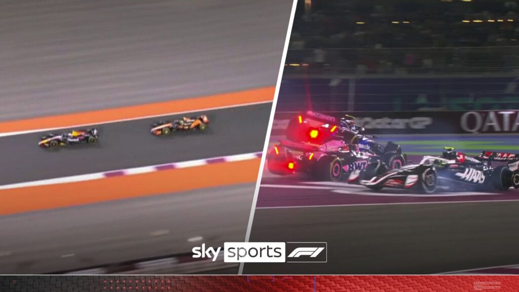 Chaotic Qatar GP race start sees Max take lead and big collision