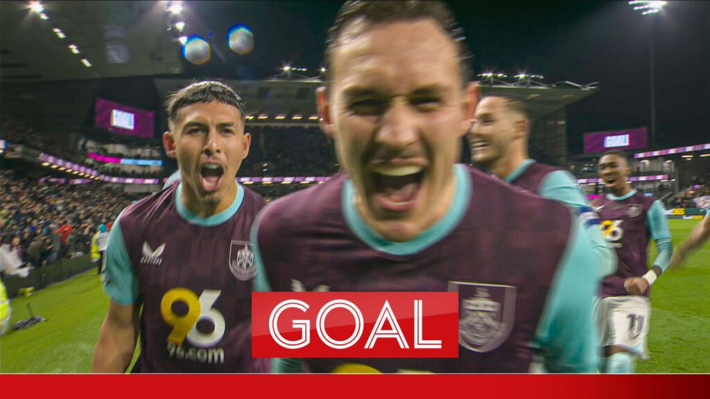 Roberts’ 25-yard curler catches keeper out to draw Burnley level!