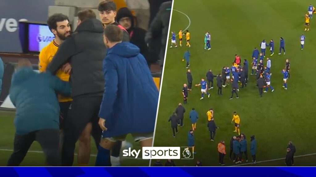 Ait-Nouri carried off pitch as Wolves players involved in heated FT incidents!