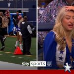 ‘That is friendly fire!’ | Cowboys cheerleader hit by kick-off!