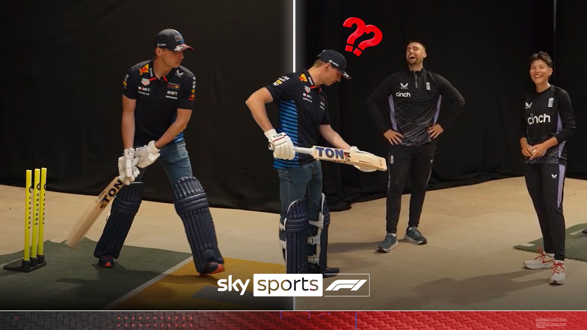 Verstappen’s hilarious first attempt at cricket… with England cricketers!