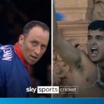 Flashback: Nasser points to back of his shirt while Ganguly takes his off!