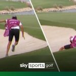 OOPS! Caddie hilariously stacks it into a bunker!